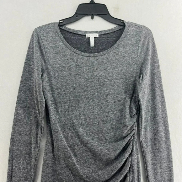 Leith Dress Womens Sz M Gray Bodycon Mini Knit Long Sleeve Round Neck Ruched - Picture 6 of 12